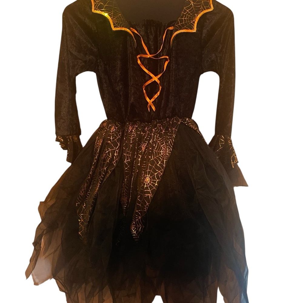Girls black spider queen dress - size Medium 10-12